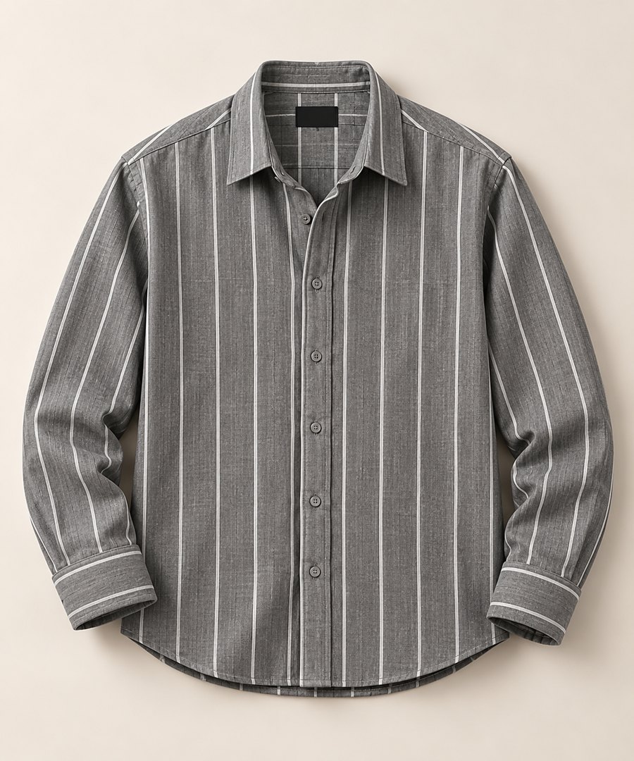 The Grey Pinstripe Shirt in Slate grey